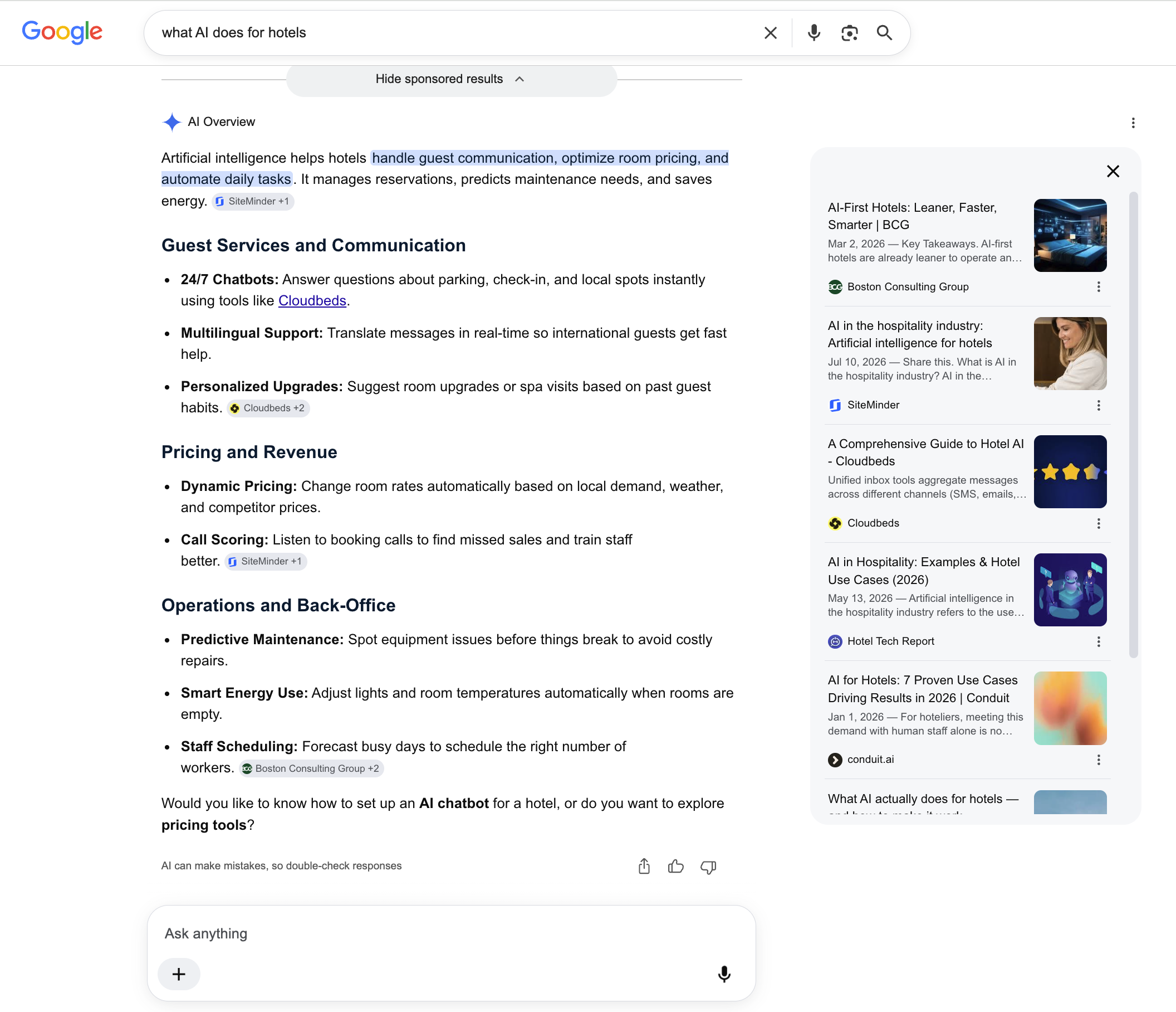 Google Search - What AI Agents do for Hotels